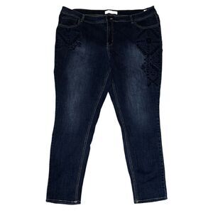 Cato Est 1946 Denim Jeans  Size 20W Womens Straight Leg Embroidered